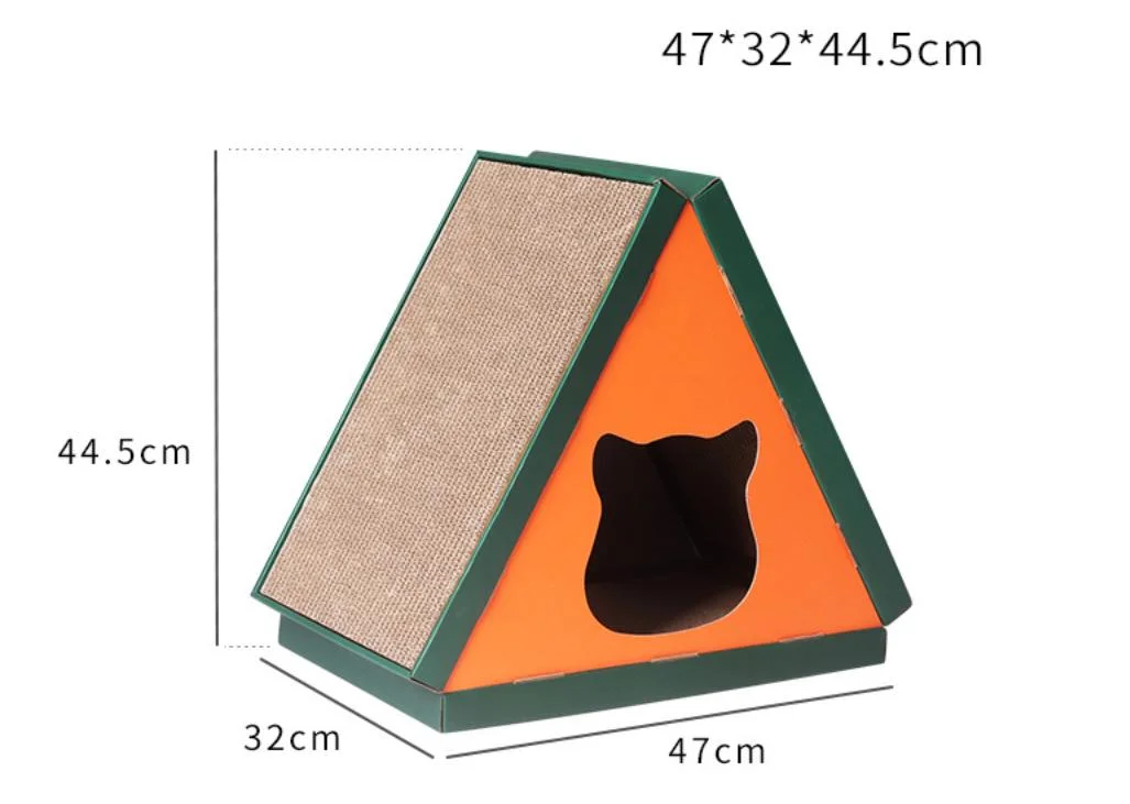 Custom Triangle-Shaped Box Cat Scratch Board Scratching Posts Corrugated Paper Box Cat House Toy