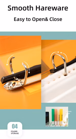 A5 크기 보라색 색상 2 링 방수 PP 커버 D 링 클립 파일 주최자 링 파일 폴더 링 바인더 사무용품 도매 문구